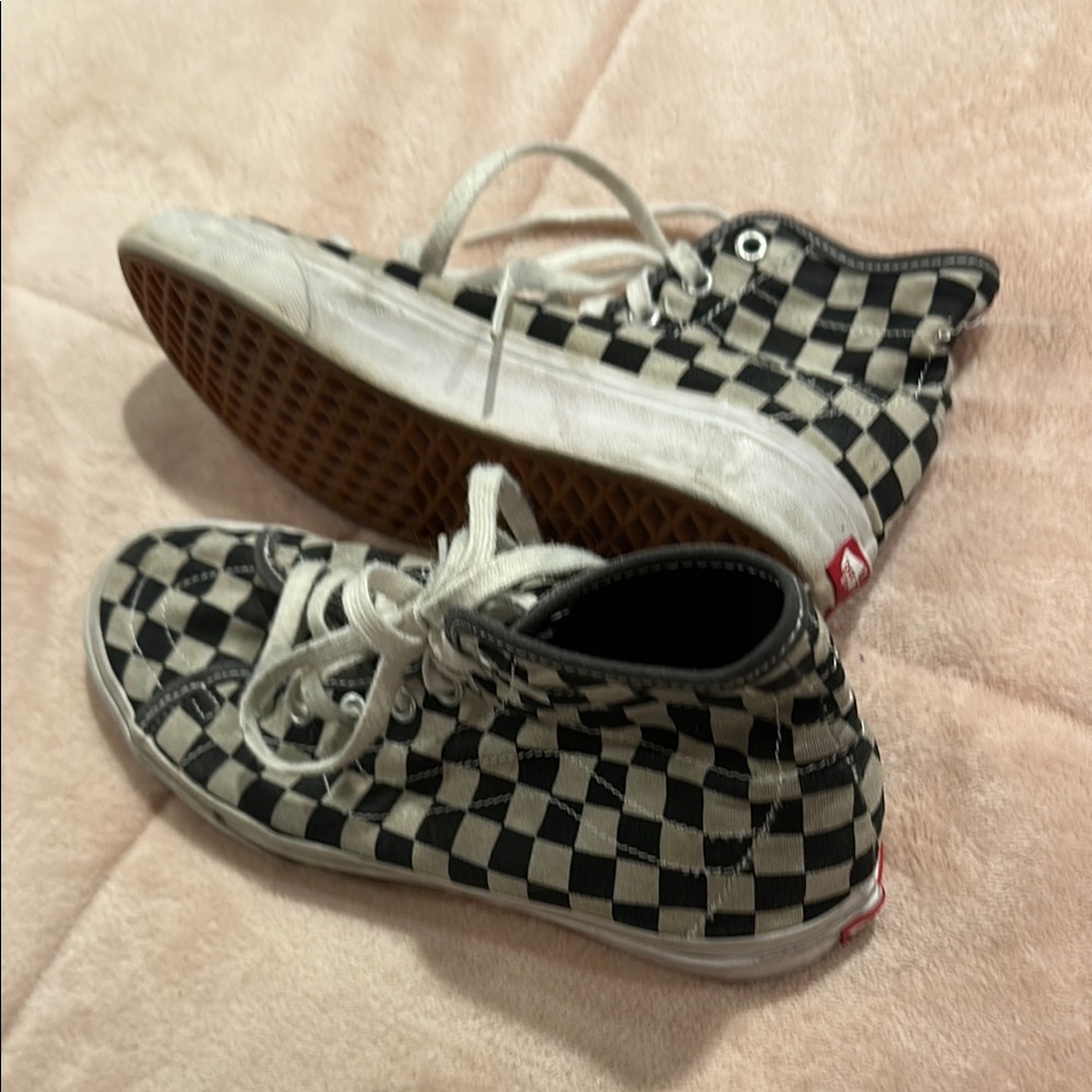 Vans Kids Checkered High-Top Sneakers - Black and White